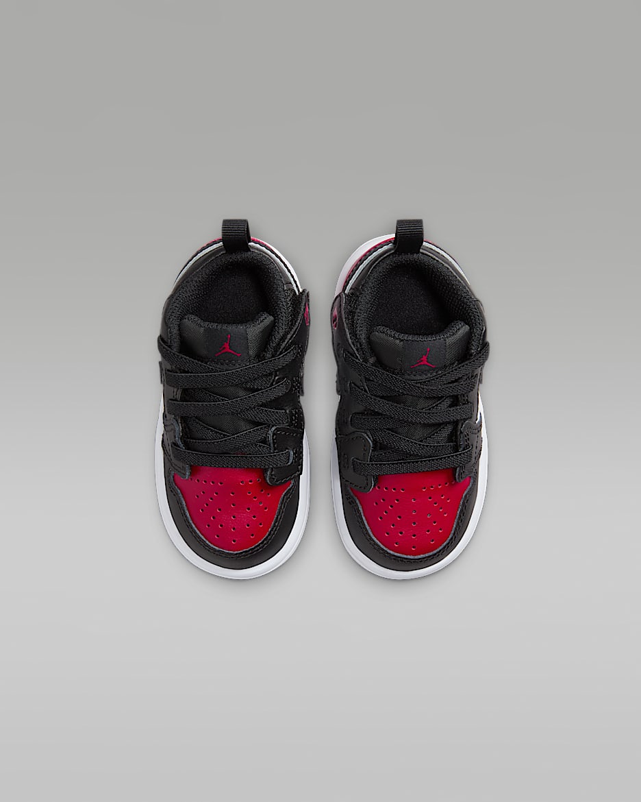 Red and black infant jordans discount